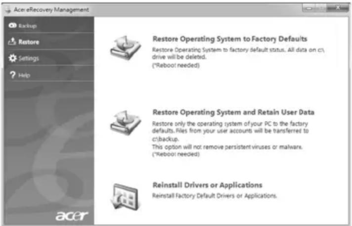 ACER Aspire 5951G - Przywracanie fabrycznie zainstalowanego oprogramowania i sterowników - 1