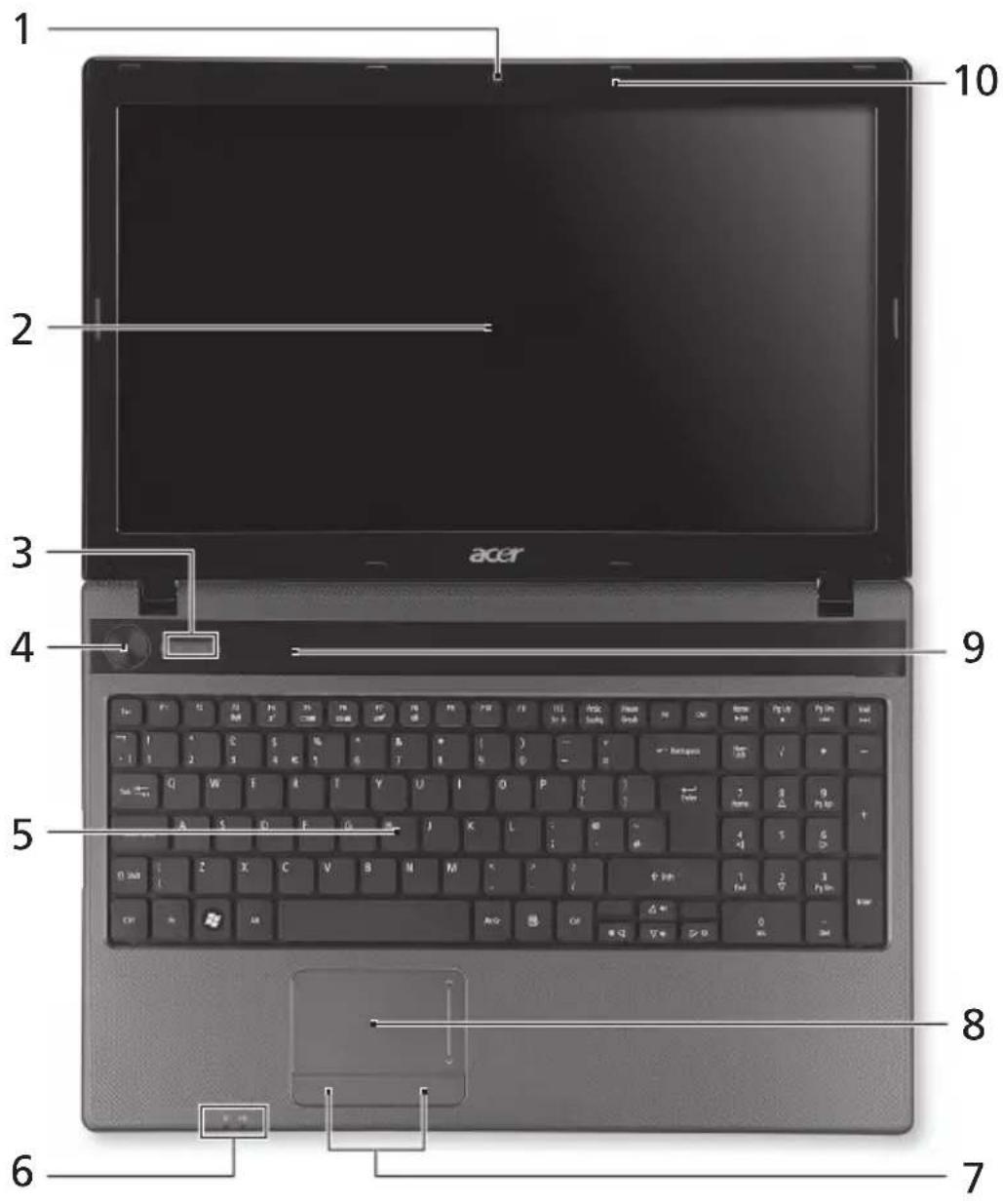 ACER Aspire 1810T - Widok z góry - 1
