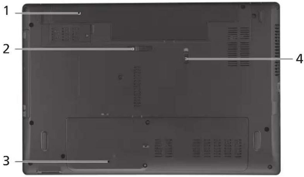 ACER Aspire 1810T - Visão da base - 1
