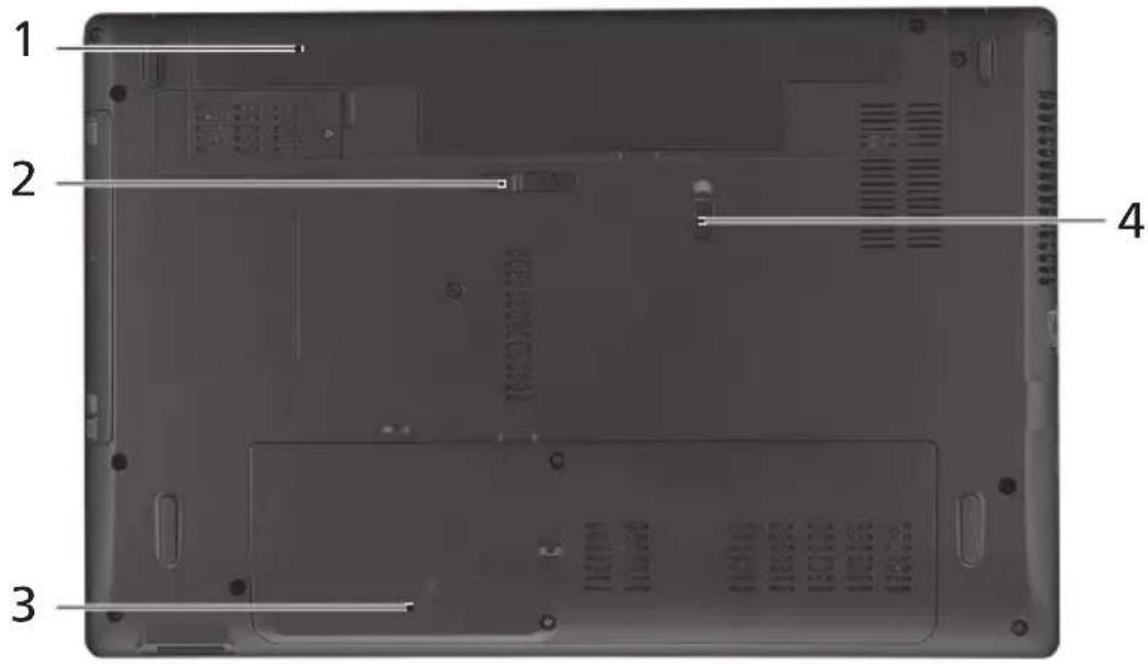 ACER Aspire 1810T - 底视图 - 1