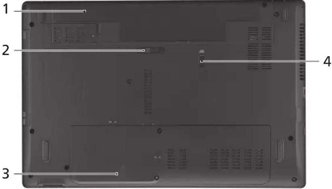 ACER Aspire 1810T - 底視圖 - 1