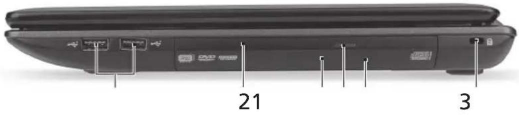 ACER Aspire 1810T - 右視圖 - 1