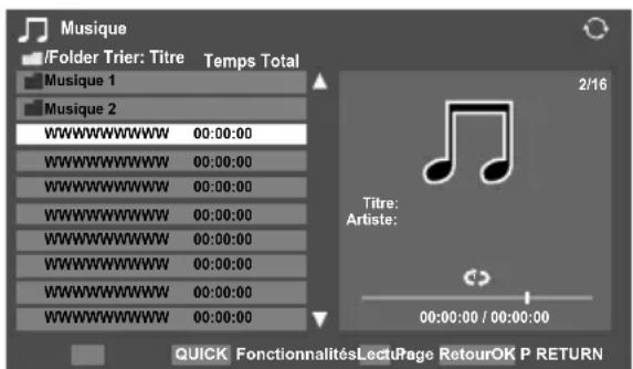 TOSHIBA 40SL733 - Lecture de fichiers musicaux (sur le serveur DLNA CERTIFIED™ ou le périphérique USB) - 1