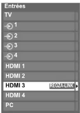 TOSHIBA 40SL733 - Sélection de la source d'entrée REGZA-LINK - 1