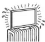 Diagram showing a monitor connected to a remote control unit with labeled ports 1 and 2