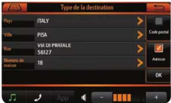 TOYOTA Aygo XNav - COMMENT ENTER RUNE ADRESSE ET DEMARRER LA NAVIGATION Dans le menu de navigation, appuyez sur le bouton "Type de la destination". - 2