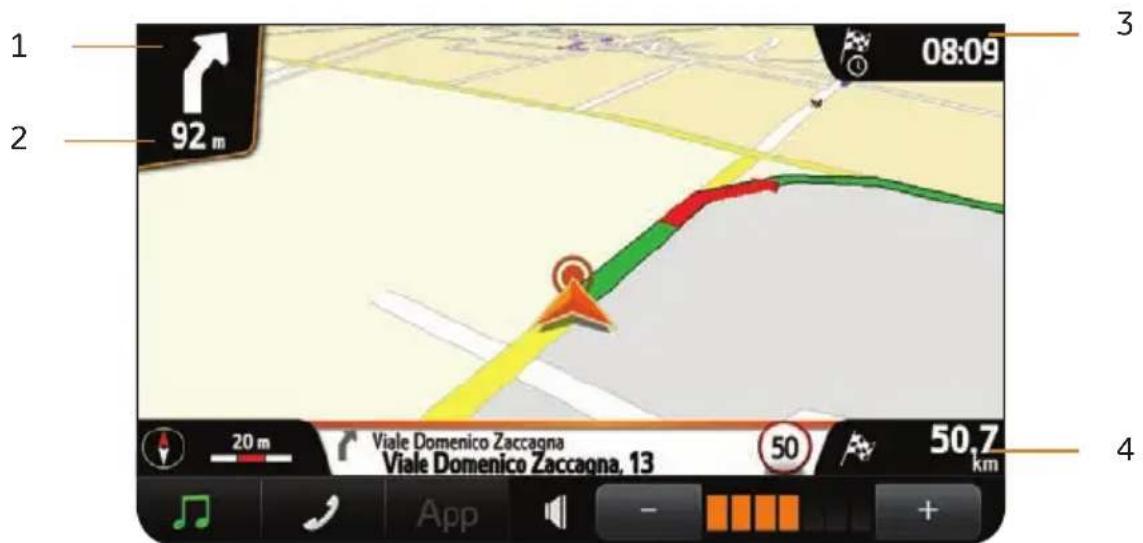 TOYOTA Aygo XNav - DISPOSITION DE LA CARTE PENDANT LA NAVIGATION - 1