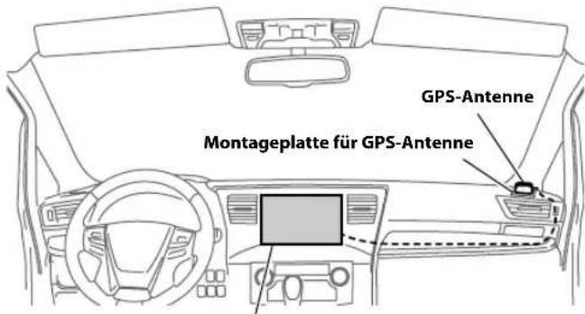 ALPINE X801DU - Montieren der GPS-Antenne im Fahrzeug - 1