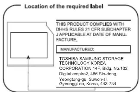 TOSHIBA Satellite C55B - Emplacement de l'étiquette - 1