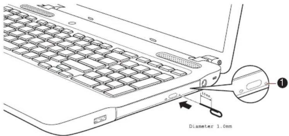 TOSHIBA Satellite C 665D - Retrait du disque lorsqu'le lecteur est hors tension - 1