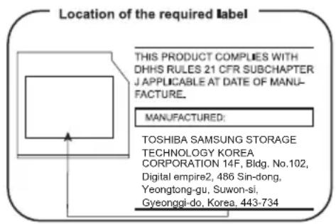 TOSHIBA Qosmio X70B - Emplacement de l'étiquette - 1