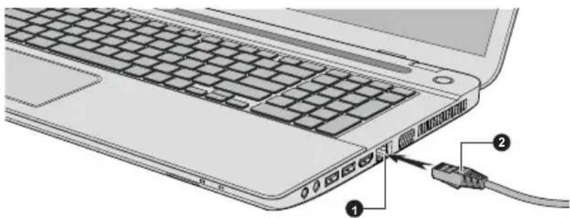 TOSHIBA Qosmio X70B - Branchement du câble réseau - 2