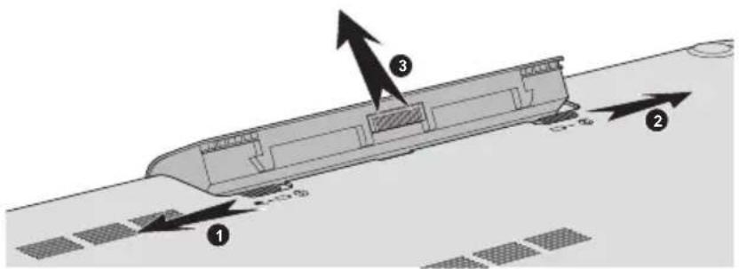 TOSHIBA Qosmio X70B - Retrait de la batterie - 1