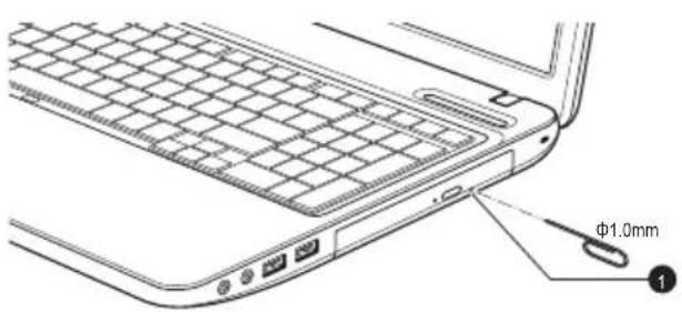 TOSHIBA Satellite C670D - Retrait du disque lorsque le lecteur ne s'ouvre pas - 1