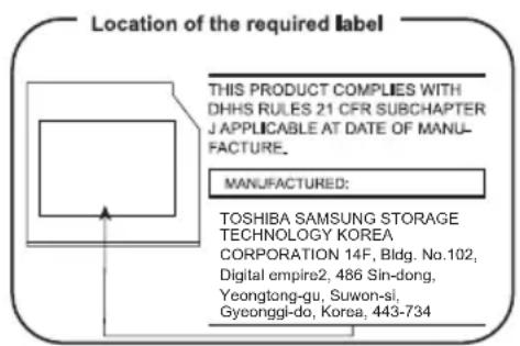 TOSHIBA Satellite C55tB - Emplacement de l'étiquette - 1