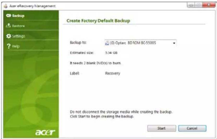 ACER Aspire One Happy 2 - Создание резервной копии для восстановления (привод оптических дисков) - 3