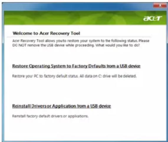 ACER Aspire One Happy 2 - Valmiiksi asennettujen sovellusten ja laiteohjaimien palauttaminen - 1