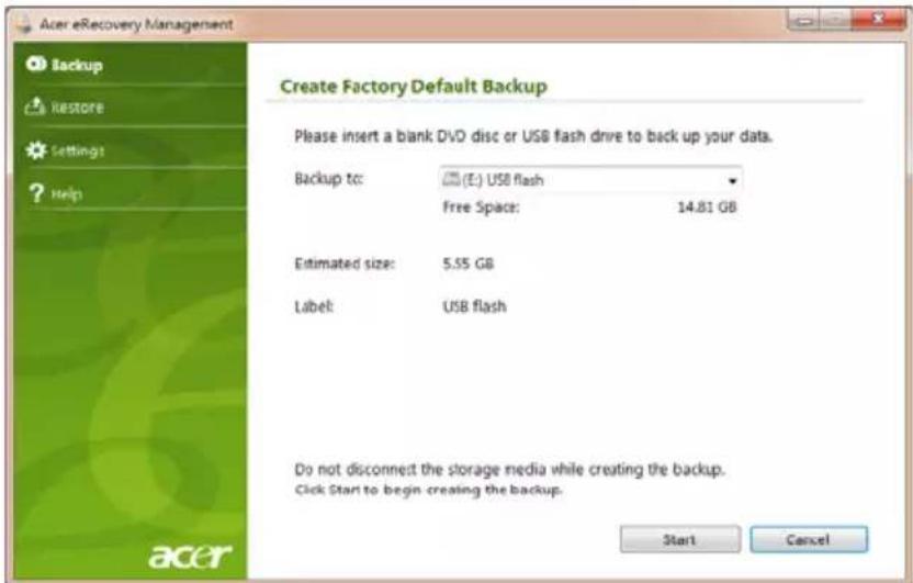 ACER Aspire One Happy 2 - Palautuslevyn luominen (USB flash -asema) - 4