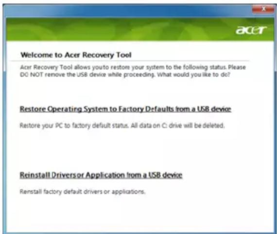 ACER Aspire One Happy 2 - Recuperación mediante el software y los controladores preinstalados - 1