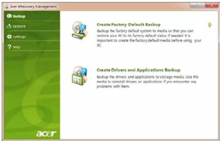 ACER Aspire One Happy 2 - Creare un backup di recupero (unità ottica) - 1