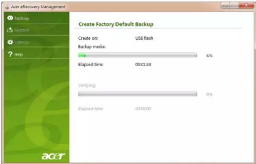 ACER Aspire One Happy 2 - Opprette en sikkerhetskopi for gjenoppretting (USB-flashstasjon) - 5