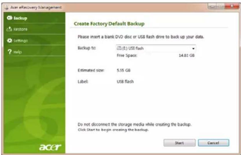 ACER Aspire One Happy 2 - Creare un backup di recupero (unità flash USB) - 4