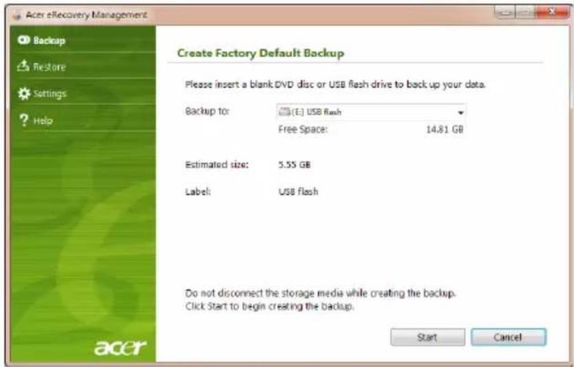 ACER Aspire One Happy 2 - Creating a recovery backup (USB flash drive) - 4