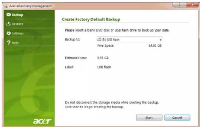 ACER Aspire One AOD257 - Palautuslevyn luominen (USB flash -asema) - 5