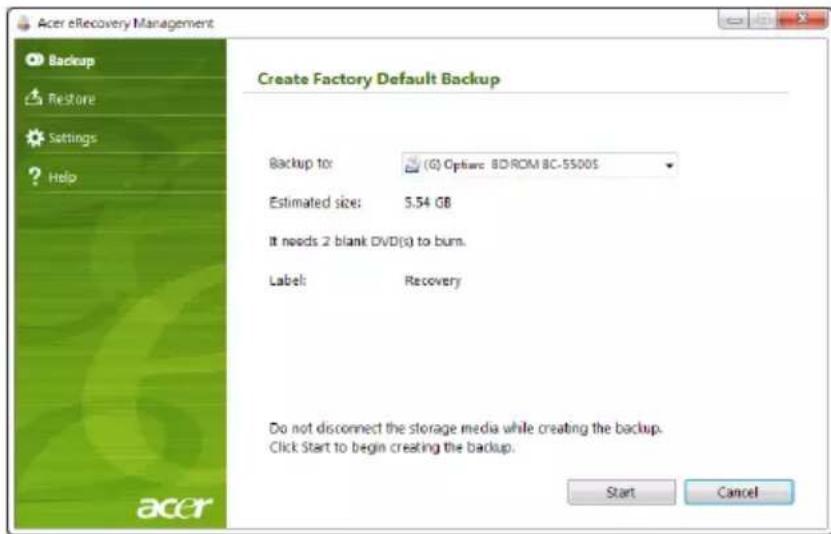 ACER Aspire One AOD257 - Creating a recovery backup (Optical drive) - 3