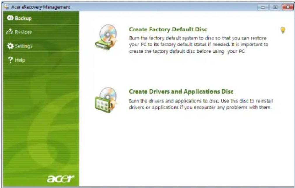 ACER Aspire One AOD255 - Launching Acer eRecovery Management - 2