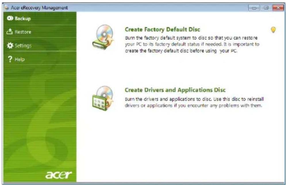 ACER Aspire One AOD255 - Abrir o Acer eRecovery Management - 1