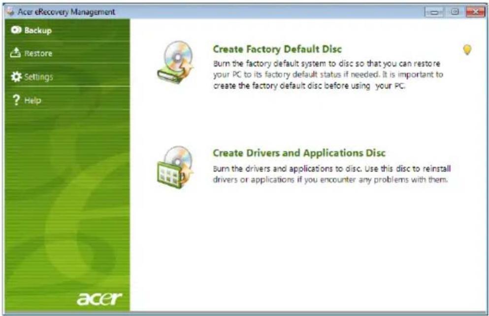 ACER Aspire One AOD255 - Uruchamianie programu Acer eRecovery Management - 1
