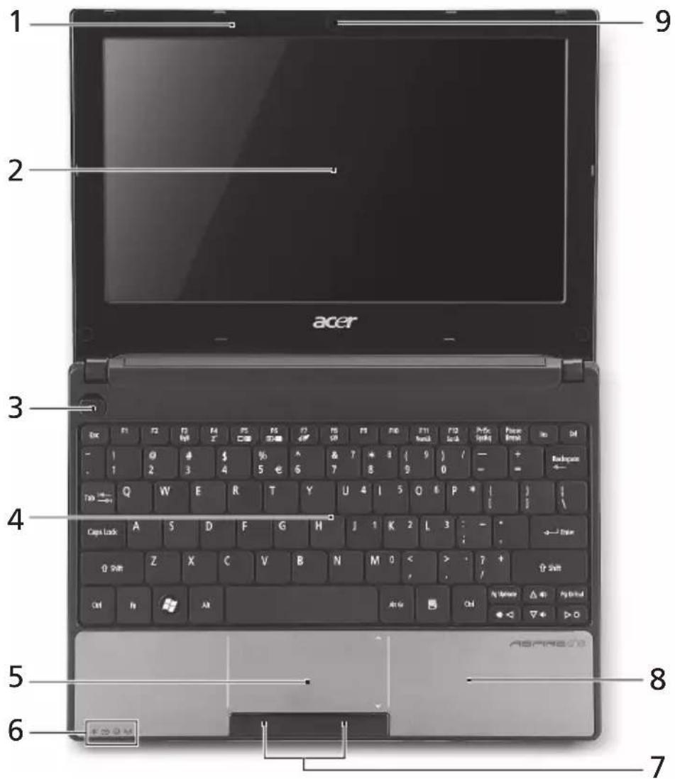 ACER Aspire One AO521 - Näkymä ylhaälta - 1