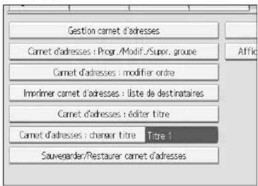 RICOH Aficio MP 9000 - Carnet d'adresses: Modifier titre - 1