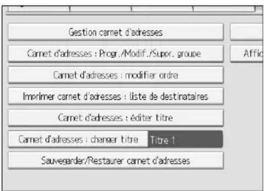 RICOH Aficio MP 1350 - Carnet d'adresses : Modifier ordre - 1