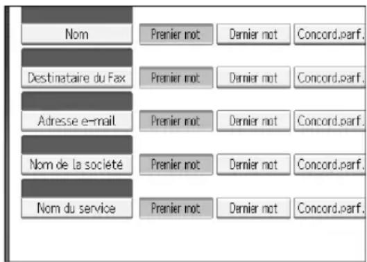 RICOH Aficio MP 1100 - Pour définir les options de recherche - 1