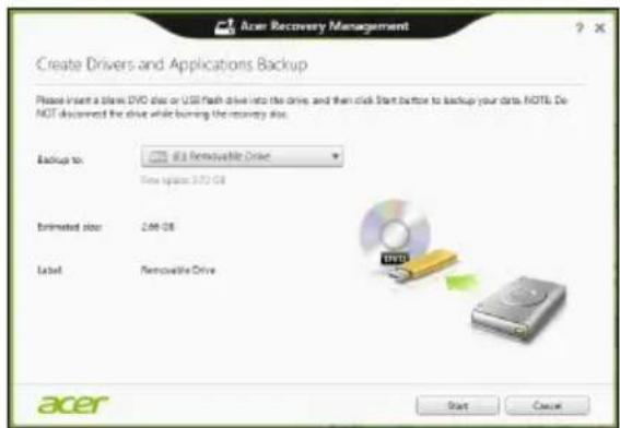 ACER Aspire E1571G - Klik på Opret drivere og programsikkerhedskopiering. - 1
