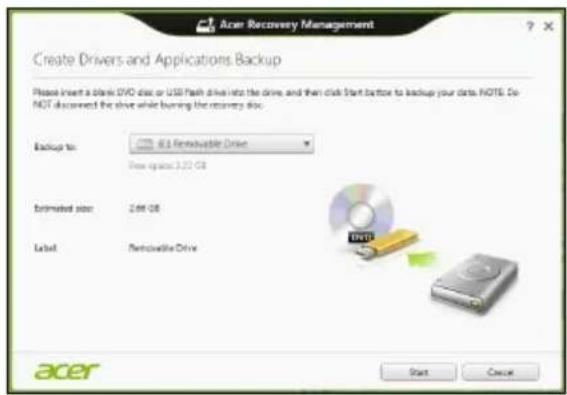 ACER Aspire E1571G - Click Create Drivers and Applications Backup. - 1