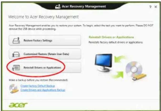 ACER Aspire E1571G - Réinstaller les pilotes et les applications - 1