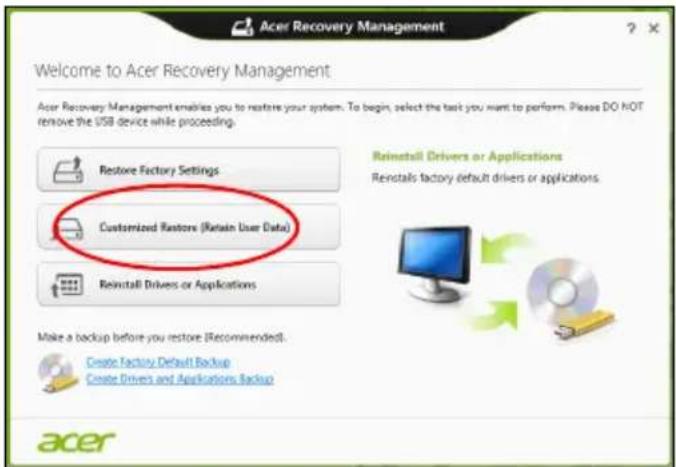 ACER Aspire E1571G - Benutzerdefinierte Wiederherstellung mit Acer Recovery Management - 1