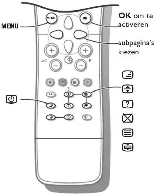 MENU MENU OK OK om te activeren subpagina's kiezen