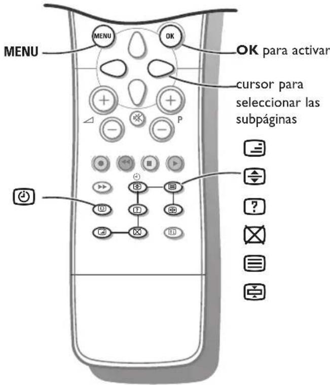 MENU MENU OK OK para activar cursor para seleccionar las subpáginas
