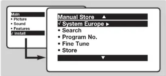 PHILIPS 28DW6559 - Manual tuning of analogue programmes - 1