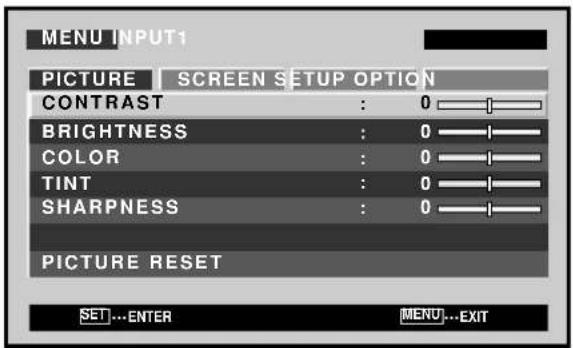 PIONEER PDP60MXE20 - Druk op de MENU toets zodate het menuschemm versuschijnt. - 1