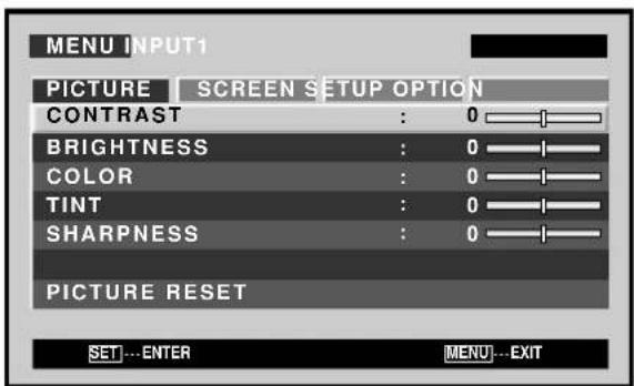 PIONEER PDP60MXE20 - Press the MENU button to display the menu screen. - 1