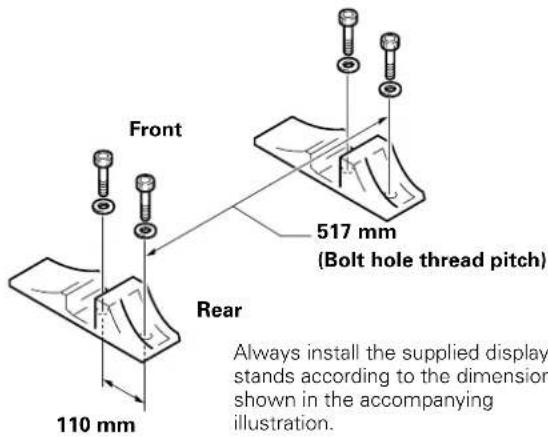 PIONEER PDP60MXE20 - Fix the supplied stands to the installation surface at each of the 4 prepared holes using commercially available M8 bolts. - 1