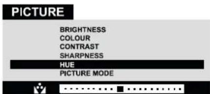 JVC AV28BT70EP - Setting Hue (In AV mode only) : - 1