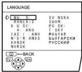 JVC AV28X28EU - Escolha LANGUAGE (idioma) e depois prima o botão OK - 1