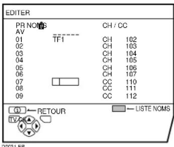 JVC AV28X28EU - Appuyer sur la touche rouge pour démarrer la fonction NOMS - 1