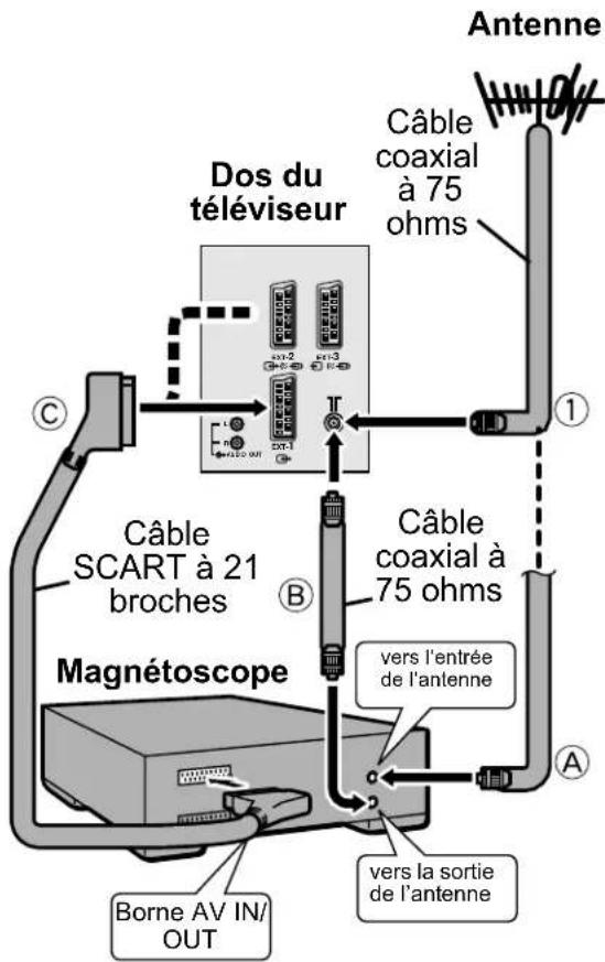 JVC AV28H20EU - Raccordement de l'antenne et du magnétoscope - 1